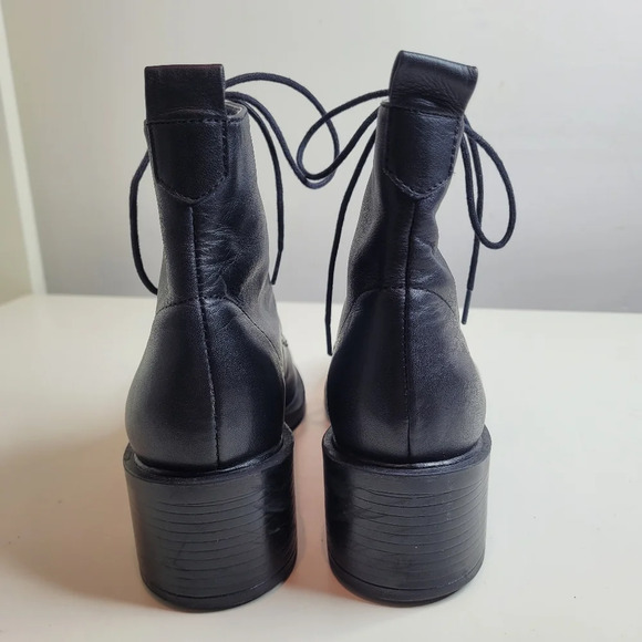 Studio Works Black Leather Donna Lace Up Boots Size Women's 6 - Picture 4 of 10